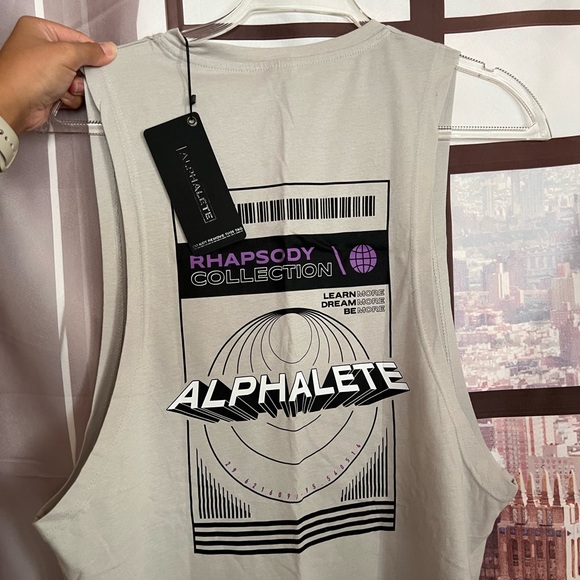 Alphalete Other - NWT Alphalete Mens Light Gray/Whiteish Rhapsody Collection Maroon Muscle Tank(M)